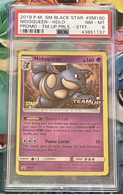 Nidoqueen #SM160 Pokemon Staff Team Up Stamp Promo PSA 8 - Image 1