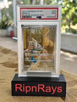 Pokemon Center Mimikyu Paldean Fates PKC Elite Trainer Box Promo Card PSA 9 - Image 1