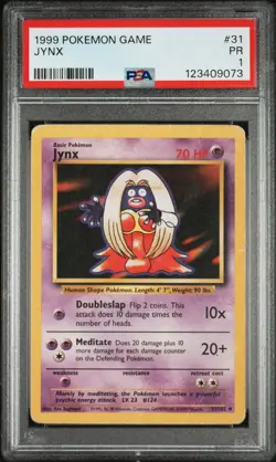 1999 POKEMON BASE SET UNLIMITED #31 JYNX PSA 1 - Image 1