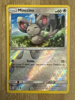 Minccino - 85/111 - Common - Reverse Holo NM, English Pokemon Sun & Moon Crimson - Image 1
