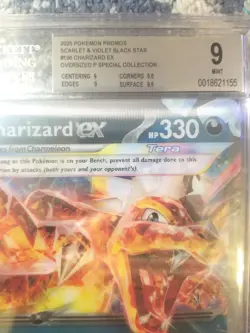 POKEMON BLACK STAR PROMO #196 CHARIZARD EX JUMBO BGS 9 MINT PSA OVERSIZED - Image 2