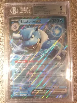 POKEMON 151 BLASTOISE EX 009 JUMBO BGS 9 MINT BLOOMING WATERS OVERSIZED PSA MEW - Image 4