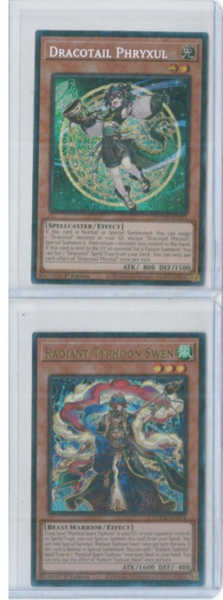 Yugioh! Dracotail Phryxul Secret Rare/Radiant Typhoon Swen Ultra Rare LOT - Image 1