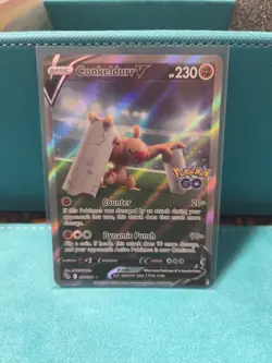 Pokemon TCG Conkeldurr v (Alternate Full Art) Pokemon Go 074/078 Holo Ultra Rare - Image 1
