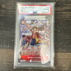 2025 ONE PIECE ST10-006 MONKEY D LUFFY ONE PIECE DAY DALLAS PROMO ENGLISH PSA 10 - Image 1