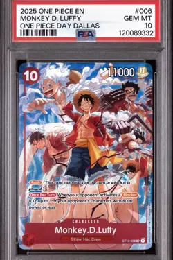 2025 ONE PIECE ST10-006 MONKEY D LUFFY ONE PIECE DAY DALLAS PROMO ENGLISH PSA 10 - Image 1