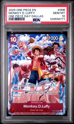 2025 ONE PIECE ST10-006 MONKEY D LUFFY ONE PIECE DAY DALLAS PROMO ENGLISH PSA 10 - Image 1