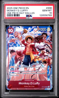 2025 ONE PIECE ST10-006 MONKEY D LUFFY ONE PIECE DAY DALLAS PROMO ENGLISH PSA 10 - Image 1