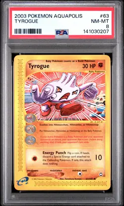 2003 POKEMON AQUAPOLIS #63 TYROGUE PSA 8 - Image 1