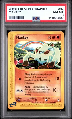 2003 POKEMON AQUAPOLIS #92 MANKEY PSA 8 - Image 1