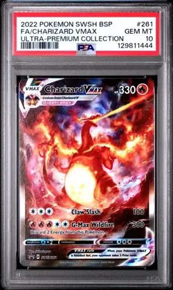 2022 POKEMON SWSH BLACK STAR PROMO #261 FULL ART CHARIZARD VMAX PSA 10 GEM MT - Image 1