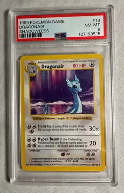 1999 Pokemon Game #18 DRAGONAIR - SHADOWLESS PSA 8 NM-MT - Image 1