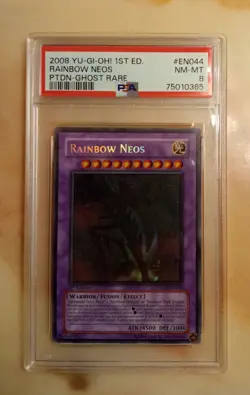 Yu-Gi-Oh! 2008 Rainbow Neos PTDN-EN044 PSA 8 NM-Mint 1st Edition Ghost Rare - Image 1