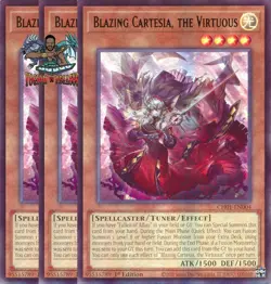 Yugioh! 3x Blazing Cartesia, the Virtuous CH01-EN004 Ultra Rare 1st Ed NM - Image 1