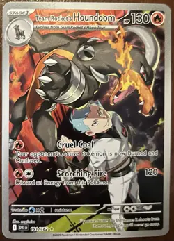 Team Rocket's Houndoom 191/182 Illustration Rare Pokemon TCG Destined Rivals - Image 1