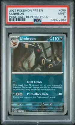 PSA 9 Umbreon (Poke Ball) 059/131 Prismatic Evolutions Reverse Holo Pokemon Card - Image 1