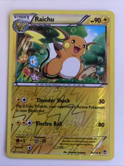 Pokemon TCG Raichu Card 28/111 Reverse Holo XY Furious Fists MP - Image 1