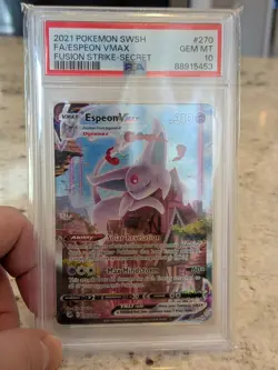 2021 POKEMON SWORD & SHIELD FUSION STRIKE SECRET FULL ART/ESPEON VMAX PSA 10 - Image 1