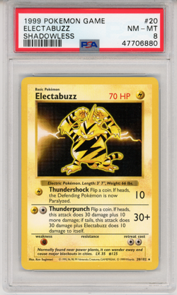 1999 Pokemon Game Electabuzz Shadowless - PSA 8 - NM #20 Genuine - Image 1