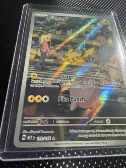 Pokemon Pikachu Scarlet and Violet 151 Holo Card 173/165 Rare SV Illustration - Image 2