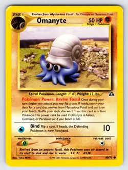 Omanyte 60/75 2001 Neo Discovery Pokemon Card Vintage WOTC Common - Lp/Mp - Image 1