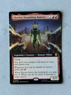 Electro, Assaulting Battery FOIL (Extended Art) #260 MTG Marvel Spider-man - NM - Image 1