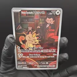 Pokemon TCG Team Rocket's Meowth 203/182 Destined Rivals Holo Illustration Rare. - Image 1