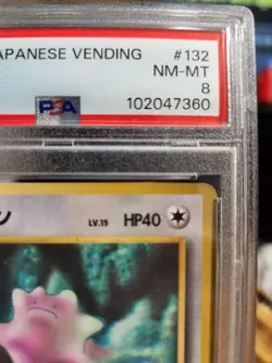Ditto Japanese Pokemon Vending Series 2: Red #132 1998 PSA 8 - Image 2