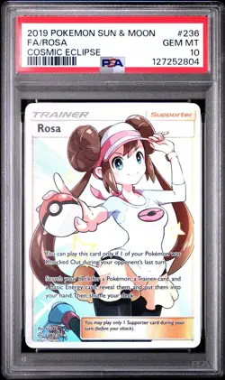 2019 Pokemon Sun & Moon Cosmic Eclipse #236 Rosa Full Art Trainer PSA 10 English - Image 1