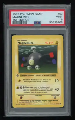 POKEMON 1st Edition Shadowless Base Set MAGNEMITE 53/102 Common PSA 9 MINT - Image 1