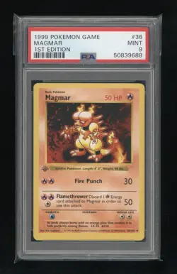 POKEMON 1st Edition Shadowless Base Set MAGMAR 36/102 Uncommon PSA 9 MINT - Image 1