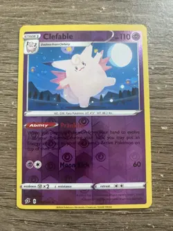 Pokemon TCG Clefable Rebel Clash 075/192 Reverse Holo Holo Rare NM p29 - Image 1