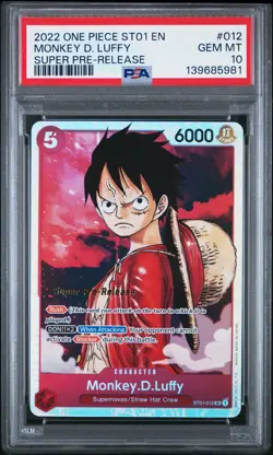 2022 ONE PIECE ST01-012 MONKEY D. LUFFY SUPER PRE-RELEASE PSA 10 GEM MINT - Image 1