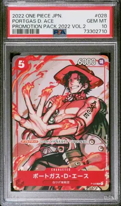 2022 ONE PIECE JPN PROMOS PROMOTION PACK 2022 VOL.2 #028 PORTGAS D. ACE PSA 10 - Image 1