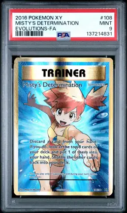 2016 POKEMON XY EVOLUTIONS #108 FULL ART/MISTY'S DETERMINATION PSA 9 - Image 1