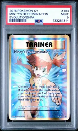 2016 POKEMON XY EVOLUTIONS #108 FULL ART/MISTY'S DETERMINATION PSA 9 - Image 1