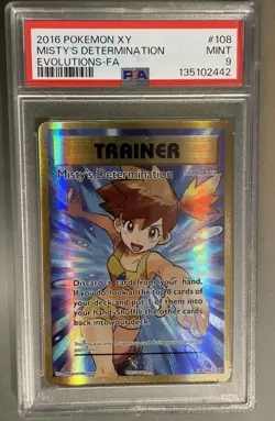 2016 POKEMON XY EVOLUTIONS #108 FULL ART/MISTY'S DETERMINATION PSA 9 - Image 1