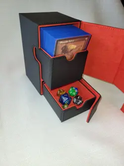 MTG Commander Deck Card Box/Holds 100+dbl sleeved/dice drawer /Black/Pokemon - Image 1