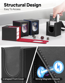 Card Deck Box for MTG Commander, Card Case Holds 100+ Double-Sleeved Cards, Magi - Image 4