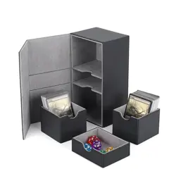 Premium Double Deck Box 200 Cards TCG Case Large Protector EDH Magnet Flip Tray - Image 1