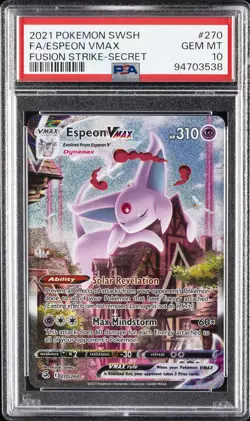 2021 POKEMON SWORD & SHIELD FUSION STRIKE SECRET FULL ART/ESPEON VMAX PSA 10 - Image 1