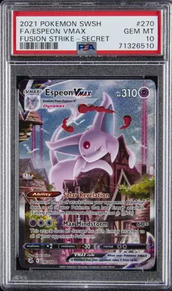 2021 POKEMON SWORD & SHIELD FUSION STRIKE SECRET FULL ART/ESPEON VMAX PSA 10 - Image 1