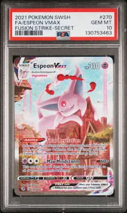 2021 POKEMON SWORD & SHIELD FUSION STRIKE SECRET FULL ART/ESPEON VMAX PSA 10 - Image 1