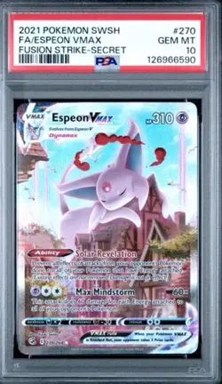 2021 POKEMON SWORD & SHIELD FUSION STRIKE SECRET FULL ART/ESPEON VMAX PSA 10 - Image 1