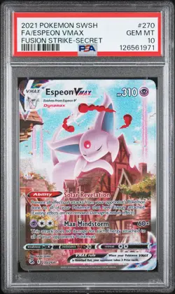 2021 POKEMON SWORD & SHIELD FUSION STRIKE SECRET FULL ART/ESPEON VMAX PSA 10 - Image 1