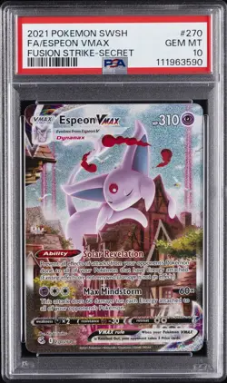 2021 POKEMON SWORD & SHIELD FUSION STRIKE SECRET FULL ART/ESPEON VMAX PSA 10 - Image 1