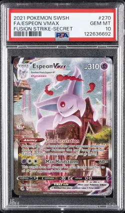 2021 POKEMON SWORD & SHIELD FUSION STRIKE SECRET FULL ART/ESPEON VMAX PSA 10 - Image 1