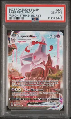 2021 POKEMON SWORD & SHIELD FUSION STRIKE SECRET FULL ART/ESPEON VMAX PSA 10 - Image 1