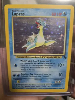 Pokemon TCG Lapras Fossil Holo Unlimited Rare Card 10/62 MP - Image 1