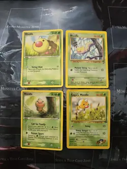 Weedle 4-Card Lot Gym Challenge, Delta, Base Set 2, Red & Leaf Pokemon - Image 1